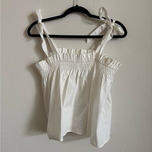Isalis white babydoll cami peasant prairie western top m